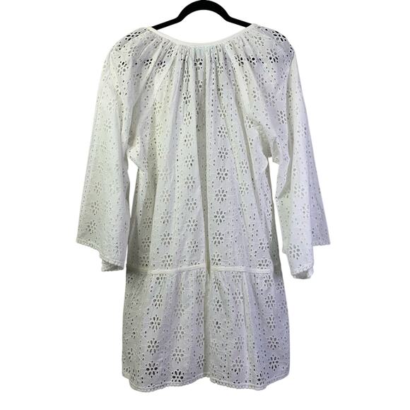 MELISSA ODABASH Dress XL Corina Full Eyelet V-Neck Wide Sleeve Cotton Cover Up - Picture 4 of 16